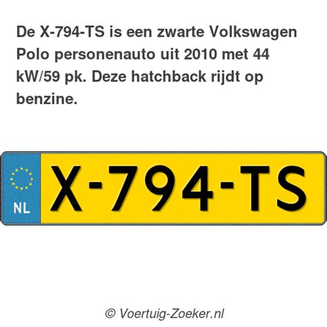 Kenteken X 794 TS Volkswagen Polo Auto X794TS Voertuig Zoeker Nl