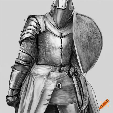 Illustration Of A Brave Knight With Brown Hair