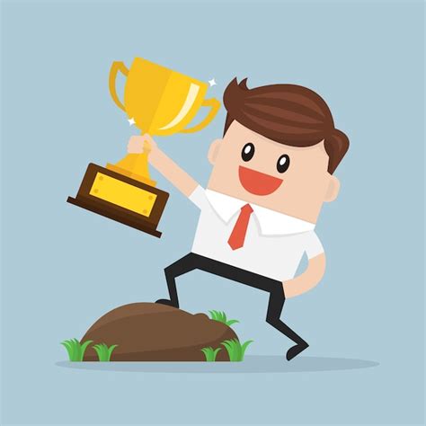 Premium Vector Businessman Holding A Trophy