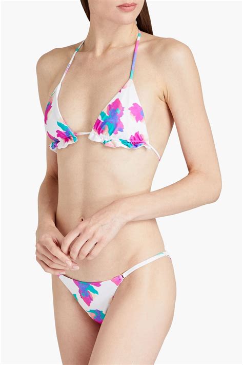 VIX PAULA HERMANNY Krista Printed Triangle Bikini Top THE OUTNET