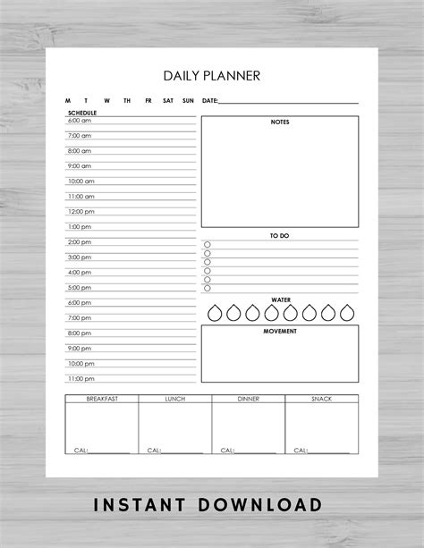 2021 Daily Planner Minimalist Printable Weekly To Do Calendar PDF