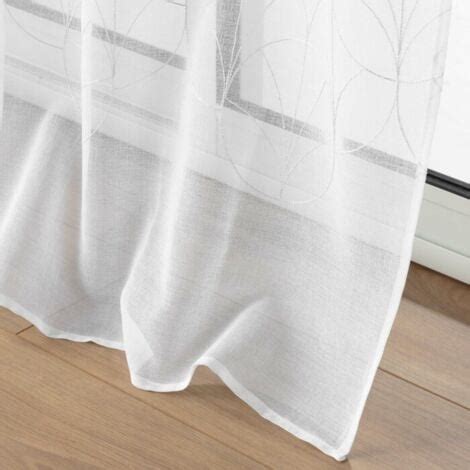 Panneau A Oeillets 140 X 240 Cm Voile Sable Brode Metallise Felicia Blanc