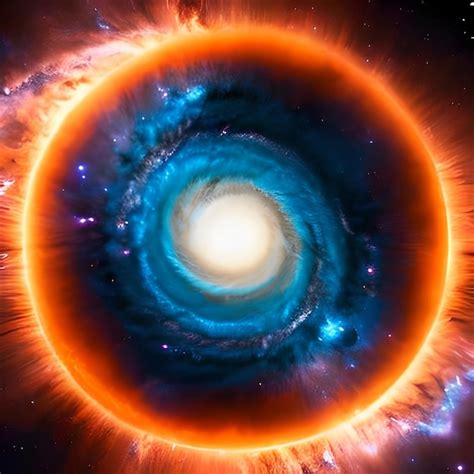 Une Image D une Galaxie Avec Une Nébuleuse Bleue Et Orange Au Centre