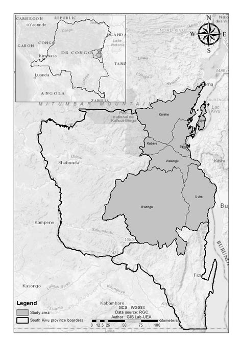 Map of study area, South Kivu Province: Map made using shapefiles from ...