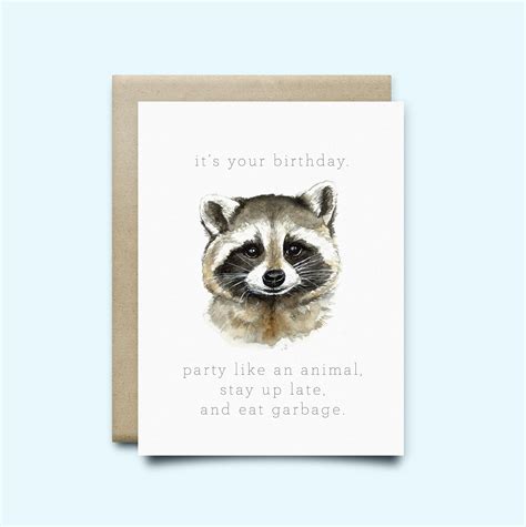 Peace Raccoon Wearing Red Goggles Humorous Funny Birthday Card Lupon