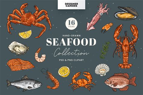 Seafood Royalty Free Vector Image Vectorstock Clip Art Library