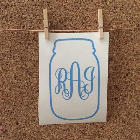 Mason Jar Vinyl Monogram Decal