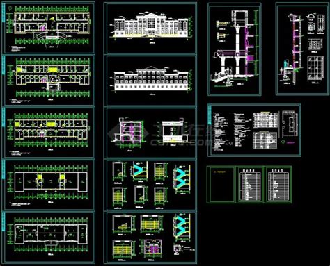 一套4层办公楼建筑全套cad施工图纸办公建筑土木在线