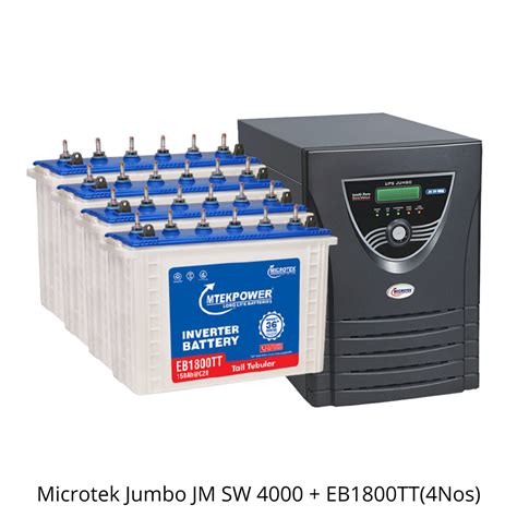 Microtek JUMBO JM SW 4000 Inverter EB1800TT 150ah 4 Battery Combo