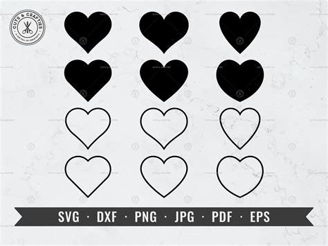 Heart Shape Bundle Svg Heart Outline Svg Solid Heart Etsy