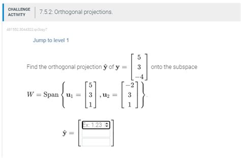 Solved Find The Orthogonal Projection Y Of Chegg