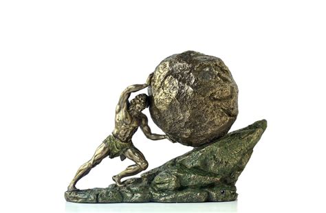 Sisyphus Statue Sisyphus Who Pushes The Eternal Boulder Etsy