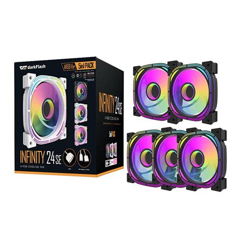 Kit Ventoinhas Aigo DarkFlash Infinity 24se A RGB 5x120mm Preto