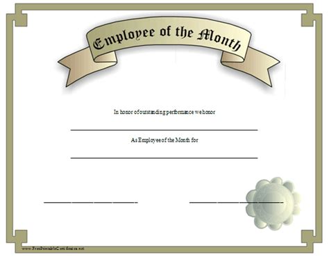 Pin Free Printable Employee Of The Month Certificate Template On Pinterest