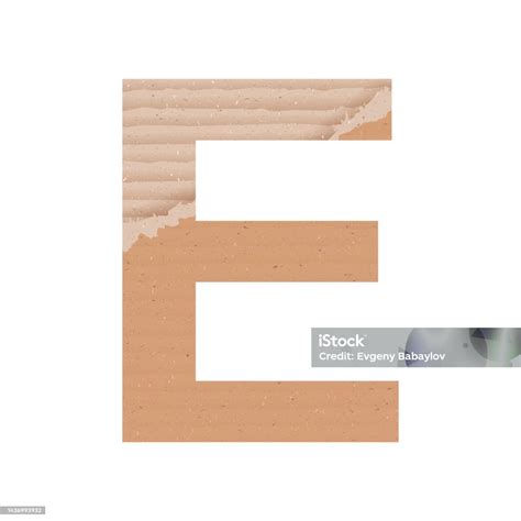 Letter E Of The English Alphabet Gray Paper Cardboard Texture On White Background Vector