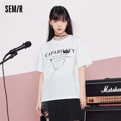 Semir Short Sleeve T Shirt Women Letter Loose Street 2023 Summer New