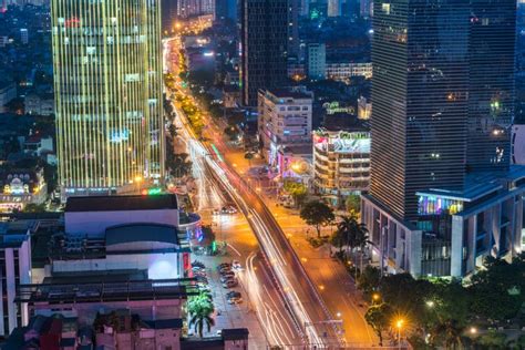 Aerial Skyline View Of Hanoi Hanoi Cityscape At Twilight At Lang Ha