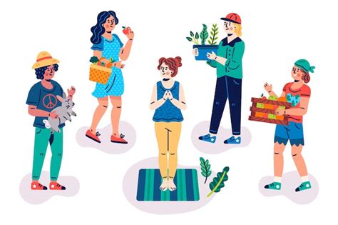 Pessoas ilustradas estilo de vida verde conceito Vetor Grátis