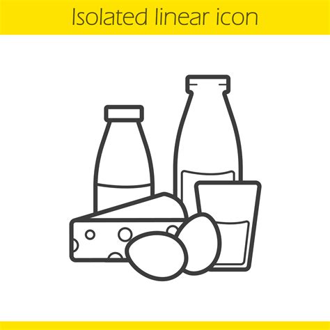 Dairy Products Linear Icon Thin Line Illustration Yogurt Bottle And