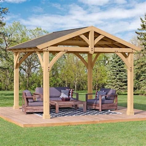 Yardistry 11 Ft X 13 Ft Carolina Cedar Pavilion With Weather And Rust