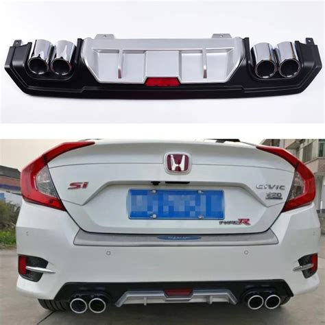 For Honda Civic 2016 2017 2018 2019 Rear Bumper Diffuser Bumpers Lip