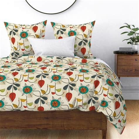 Mcm Retro Vintage Classy Mid Century Modern 1950s Sateen Duvet Cover By