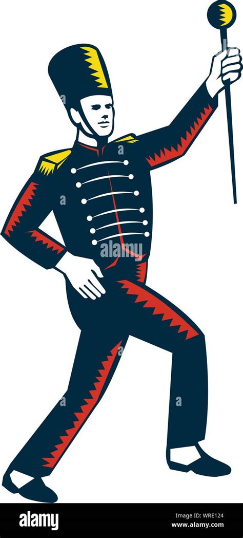 Drum Major Marching Band Leader Woodcut Stock Vector Image & Art - Alamy