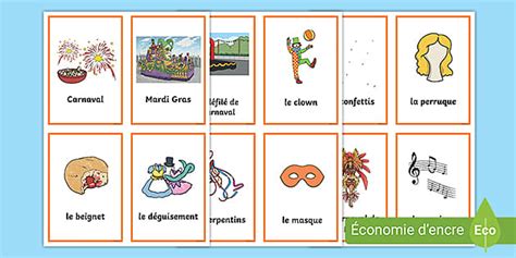 Cartes De Vocabulaire Carnaval L Insegnante Ha Fatto