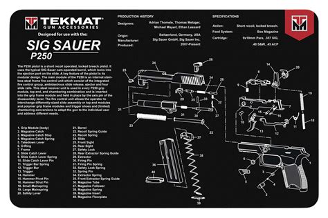 TekMat TEKR17SIGP250 Original Cleaning Mat Sig P250 Parts Diagram 11" x 17" | De Leon Pharmacy ...