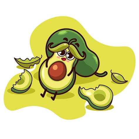 Lindo Personaje De Dibujos Animados De Aguacate Vector Premium