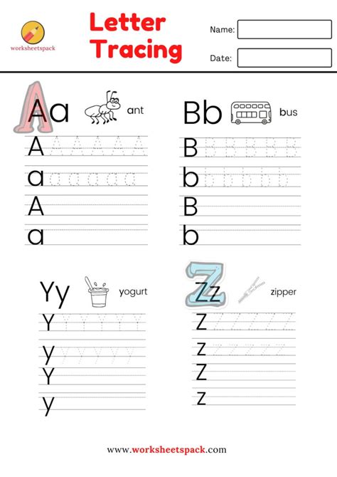 Alphabet Tracing Worksheets A Z Worksheetspack