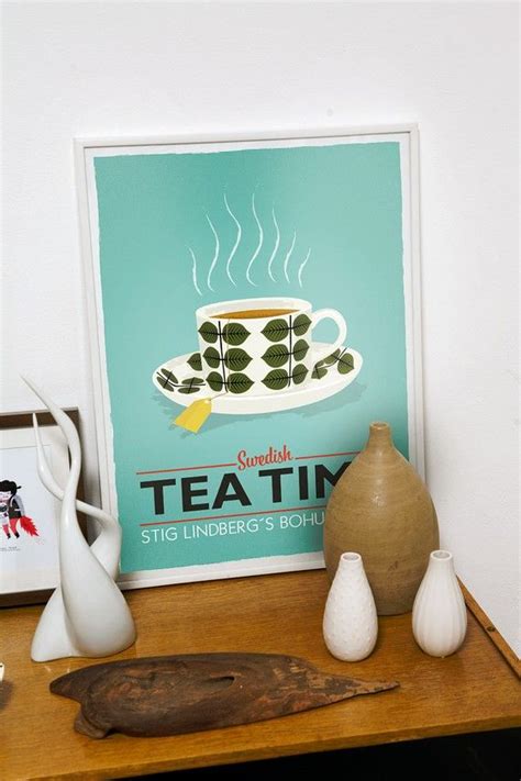 Tea Poster Teacup Print Kitchen Art Stig Lindberg Bersa Swedish Tea