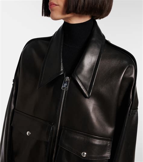 Owey oversized leather jacket in black - Khaite | Mytheresa