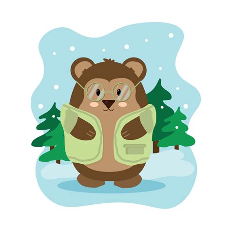 funny animals funny christmas winter illustration of a bear bear in ...