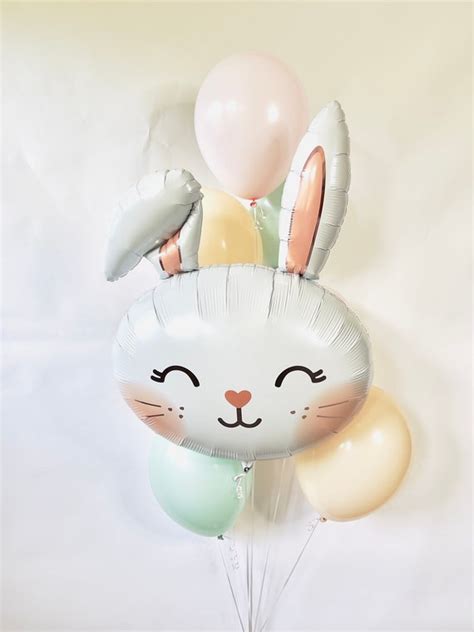 Floppy Eared Bunny Balloons Pink And Green Pastel Balloons Some Bunny