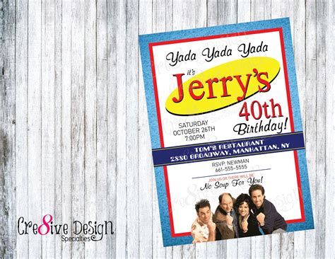 Seinfeld Sitcom Birthday Printable Invitation Digital File Etsy