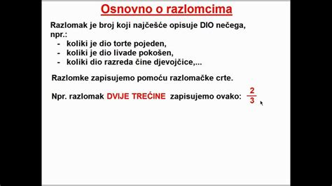 Razlomci Osnove 5 Razred Youtube