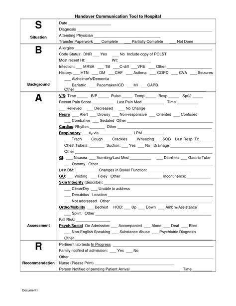 8 Sbar Ideas Sbar Sbar Nursing Nurse Report Sheet