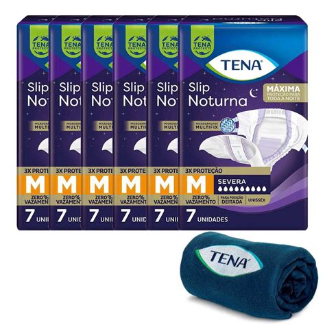 Kit 6 Fralda Geriátrica Tena Noturna M 7 unidades Manta Tena