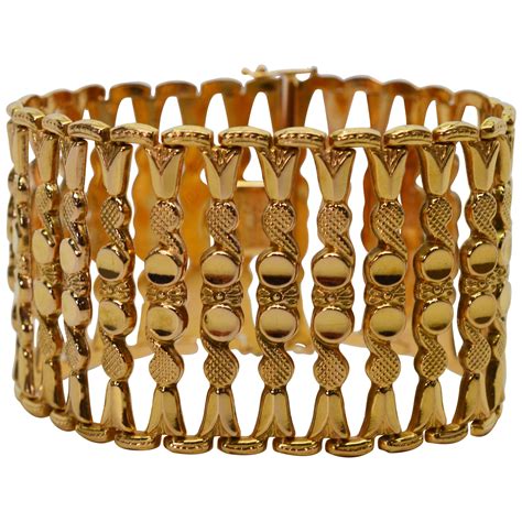 1950s Italian Wide Gold Bracelet For Sale At 1stdibs Wide Gold Bracelets Wide Gold Bracelet