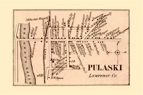 Pulaski Village, Pennsylvania 1860 Old Town Map Custom Print - Lawrence ...