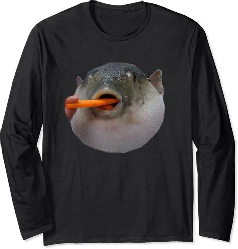 World Of Fish Long Sleeve Pufferfish Eating A Carrot Meme Funny