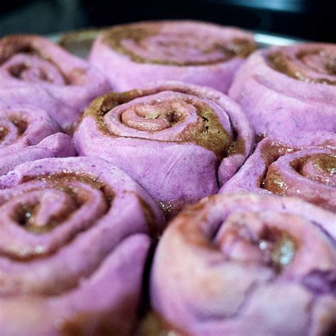 Ube Purple Yam Cinnamon Rolls With Salted Coconut Caramel Fmitk From My Impossibly Tiny