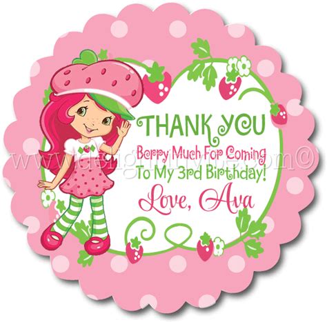 Thank You Labels For Birthday Party Png Strawberry Shortcake Thank