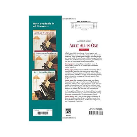 Alfred Basic Adult All In One Course Bk 1 Lesson Theory Technic