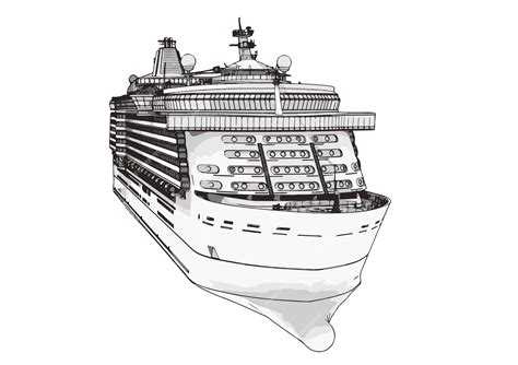 Premium Vector | Cruise liner sketch white background vector