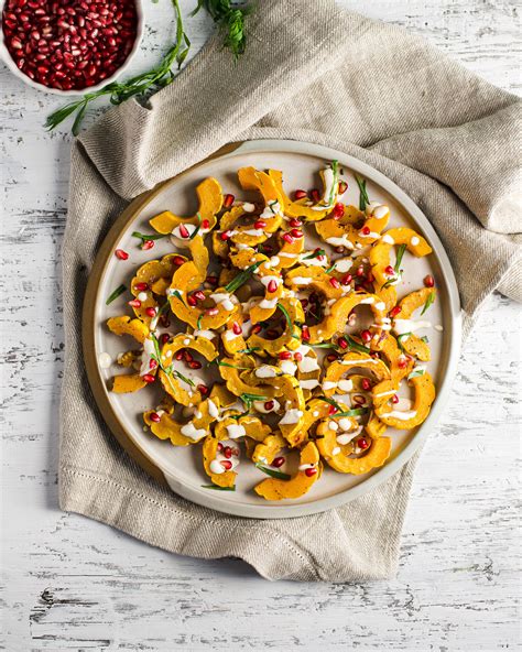 Roasted Delicata Squash With Pomegranate Dash Of Honey