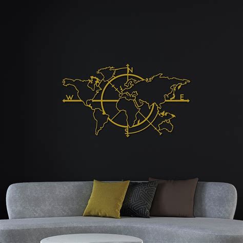 Map Of Life Metal World Map Metal Wall Decor Metal Wall Etsy