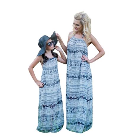 Mommy And Me Maxi Dresses Plus Size Long Dress Summer Sleeveless