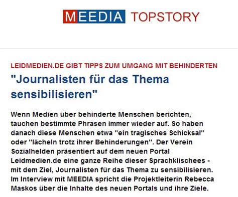 Meedia Journalisten F R Das Thema Sensibilisieren Sozialhelden E V